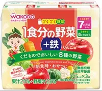 在飛比找樂天市場購物網優惠-日本WAKODO和光堂 綜合蔬果汁 125ml 3瓶/組 公