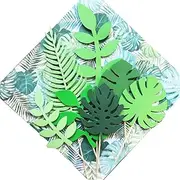 14Pcs Tropical Palm Leaves Cake Topper Artificial Palm Leaves Glittery Tropical Leaves Cake Topper Tropical Wedding Cake for Jungle Theme Birthday Party Decor Safari