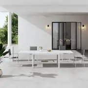 Extendable Madden White Aluminium Slatted Dining Table