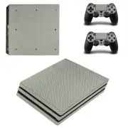 Sony PS4 Pro Console and Controller Skins / Decal -- Silver Carbon Fiber P-0541