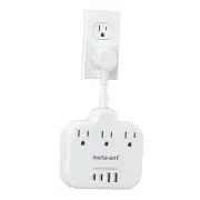 Short Extension Cord 2 inch, Flat Outlet Extender with White, outlet extender