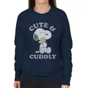 Peanuts Cute & Cuddly Snoopy Women's Sweatshirt Navy Blue Large
