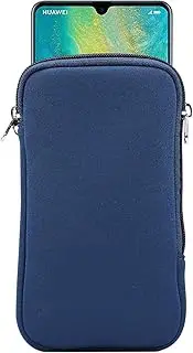 Zippered Neoprene Cell Phone Sleeve Mesh Pocket Pouch for iPhone 16 Plus 15 Plus iPhone 15 14 13 Pro Max 12 Pro Max Google Pixel 8/7 Pro 6 Pro OnePlus 12 11 Moto G Power 2022 (Blue)
