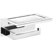 Decaura Toilet Paper Holder with Phone Shelf Wall Mounted 304 Stainless Steel Bathroom Modern Tissue Towel Holder Chrome