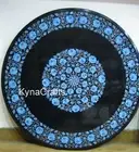 36" Turquoise Stone Inlay Work Center Table for Office Marble Coffee Table Top