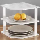 3 Tier Bamboo Corner Shelf,Dish Drying Rack,Plate Organizer,Kitchen Spice Rack f