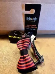 KITTEN Reflective Halloween Orange Striped Collar w/ bell & break away