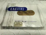 NOS Vintage Calvert Cotton White Double Flat Sheet Fine Combed Percale