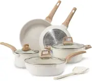 9-Piece Nonstick Cookware Set | White Granite | Induction | PFOS, PFOA Free