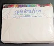Celebration Luxury Percale Ivory Twin Fitted Sheet Deep Pockets Made in USA