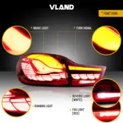 VLAND For 14-20 BMW M4 4 Series F32 F33 F36 F82 F83 LED Tail Lights Red Lens Set (for: BMW)