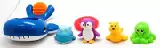 New Bath Toys Whale Sea Lion Octopus Penguin And Life Preserver Baby Toy Set