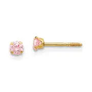 14k Madi K 3mm Pink CZ Earrings GK143