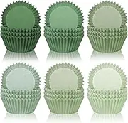Whaline 300Pcs Sage Green Cupcake Liners Gradient Green Baking Cups Wedding Shower Standard Muffin Cupcake Wrappers For Party Supplies