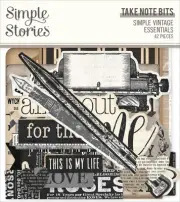 Simple Vintage Essentials Bits & Pieces Die-Cuts 42/Pkg-Take Note SVE20416