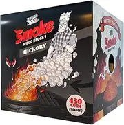 Jealous Devil Smoke Hickory Wood Blocks - 100% Natural Hardwood Wood Chunks for Smoking Meat - Kiln Dried, Hand Cut Chunks for Wood Grill Smoking - 2.6kg Box