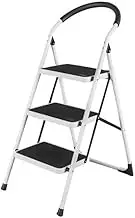 Step Ladder 2/3/4/5 Ladder Stool Thickened and Widened Family Ladder Household Indoor Multifunctional Folding Ladder Folding Step Stool(White,Medium)