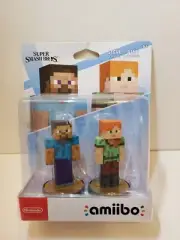 New & Sealed MINECRAFT 2 PACK STEVE ALEX AMIIBO Authentic Switch Smash Nintendo