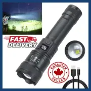 High Power LED Tactical Flashlight Torch USB Rechargeable Zoom Light for Camping