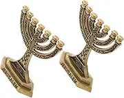 2-Pack 7-pod Menorah Candle Holders Alloy Decor for Festive Dinner Home Decor