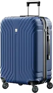 [AnyZip] Luggage Expandable PC ABS Durable Hardside Suitcase with Spinner Wheels Checked-Medium 24 Inch Blue