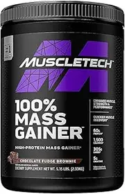MuscleTech Mass Gainer Protein Powder, 100% Mass Gainer Weight Gainer, High Protein Mass Gainer, Muscle Gainer Protein Powder for Men & Women, Creatine Supplements, Chocolate Fudge Brownie, 2.35 kg
