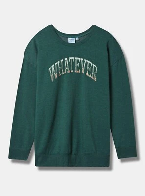 Torrid Whatever Cozy Fleece Drop Shoulder Sweatshirt Green 1 1X 14 16 #G05101