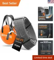 Professional Grade 100 FT Plumbing Snake - Effortlessly Unclogs Any Drain