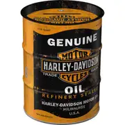 Harley Davidson Genuine Oil German Made Tin Money Box Oil Barrel Shaped