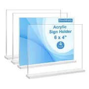 4 Pack Acrylic Sign Holder 4 x 6 Horizontal ,T Shape Double Sided Table Menu