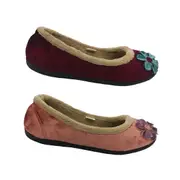Ladies Slippers Panda Elgin Velvet Low cut Slip on Wider Slipper Soft Size 5-10