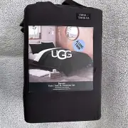UGG DEVON Twin / Twin XL Comforter Set Black 2 Piece Sham Quilted Bedding NEW