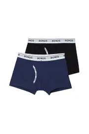 [Bonds] Bonds Boys Guyfront Trunk 2 Pack in Navy/Black Size: 12/14 12/14 Navy/Black