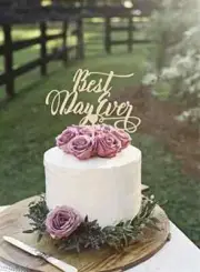 Best Day Ever Gold Wedding Cake Topper Script Party Decoration Bride Groom Mrs