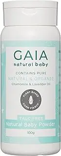 GAIA Natural Baby Powder | 100% talc free baby powder | cornstarch | organic Chamomile | organic Lavender | Perfume Free | Paraben Free | Nappy rash | Australian Made | Gentle baby care | 100g