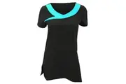 Premier Womens/Ladies Ivy Beauty And Spa Tunic (Contrast Neckline) (Pack of 2) (Black/ Turquoise) - UTRW7008