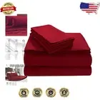 Luxury Dark Red Flannel Deep Pocket Sheet Set Queen - 100% Cotton Comfort