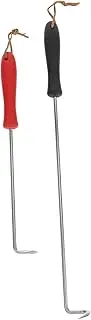 2pcs BBQ Meat Hooks: Stainless Steel Food Flipper Turner Hooks with Plastic Handle Ideal for Grilling Flipping and Turning Meat Cooking Utensils