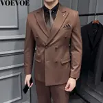 【S -7XL】VOEVOE羊毛西服套裝男 紳士西裝外套馬甲西褲三件式 合身英倫西裝 商務西裝 男生西裝套裝 大碼西裝