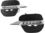 Car Flashing DRL Daytime Running Lights Daylight LED Fog Lamp Cover with Turn Signal for B&MW X5 E70 2011 2012 2013 Car Accessories(White)