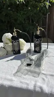 Chic Hollywood Regency Style Hand Painted Austrian Glass Perfume Bottle Atomizer