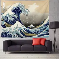 在飛比找蝦皮購物優惠-浮世繪日式客廳掛毯 海浪壁毯 裝飾畫 神奈川衝浪 掛布 背景