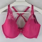 $76 Natori Bra 36DDD 721191 Cherry Blossom Plunge Convertible Underwire Fucshia