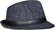[Generic] Men's Leather Hat Vintage Sheepskin Leather Hat Classic Gentleman's Men's Fedora Hat