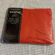 Vintage Springmaid No-Iron Percale X-Long Twin Fitted Sheet RED NOS 180 TC USA