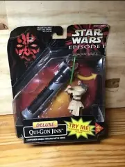 Star Wars Qui Gon Jinn Light Saber Handle Triggers Battle Swing Action Hasbro