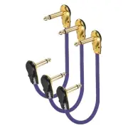 3 Pcs Guitar Patch Cable 15 Inch 1/4 Inch Metal Flat Head Pedal Cord, Purple