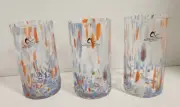 Murano Italy Alessandro Coppola Multi Color Confetti Tall Glasses Set Of Three