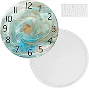14.6-Inch Resin Clock Mold With Arabic/Roman Numerals - Acrylic Round Making Mold for Casting Wall Clocks - Reusable Large Circle DIY Mould for Home Decoration (Arabic Numeral)