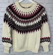 NWT SUNDANCE Eloise Fairisle Pullover Sweater Cream Cotton Wool Size XS $148.00
